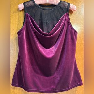 Elegant Reddish-Purple Velvet Sleeveless Top